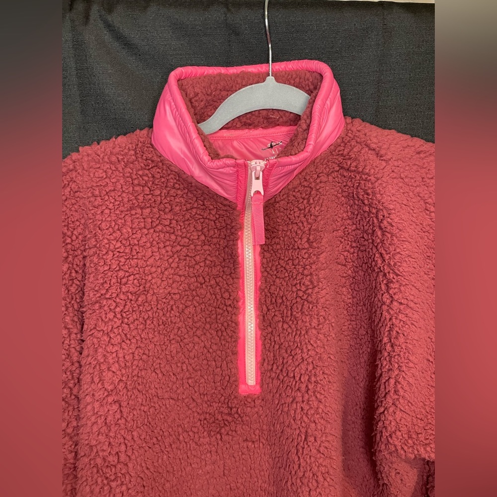 NWOT Aerie Dream Sherpa Quarter Zip Sweatshirt - Brick Stone - Size Large - Picture 5 of 15